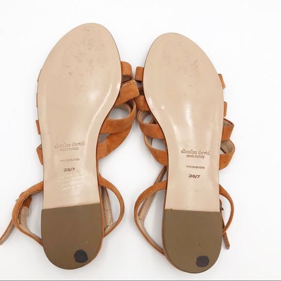 Charles David Peach Stripe Suede Sandal - Picture 10 of 11